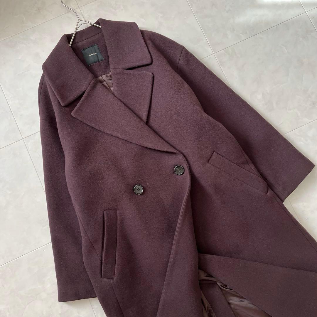 Spick&Span ダブルチェスターコート ロングF 茶系ワイド丈秋冬