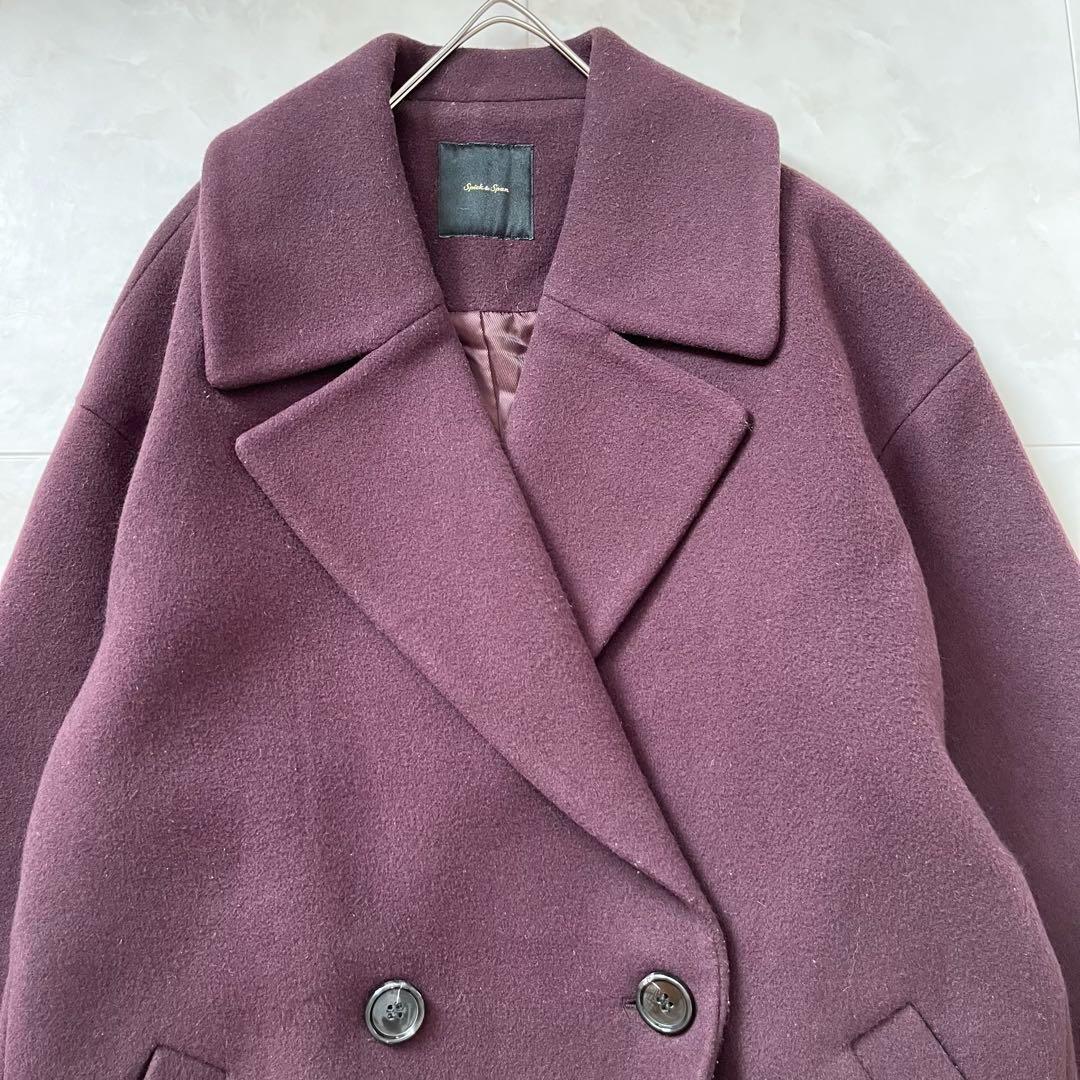 Spick&Span ダブルチェスターコート ロングF 茶系ワイド丈秋冬
