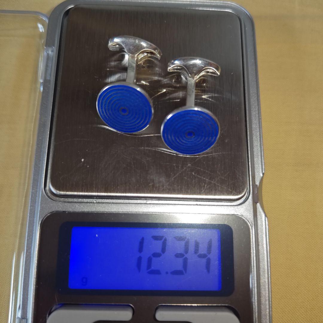 【美品】ラルフローレン　純銀　エナメル　ブルー　ラウンド　カフス　カフリンクス