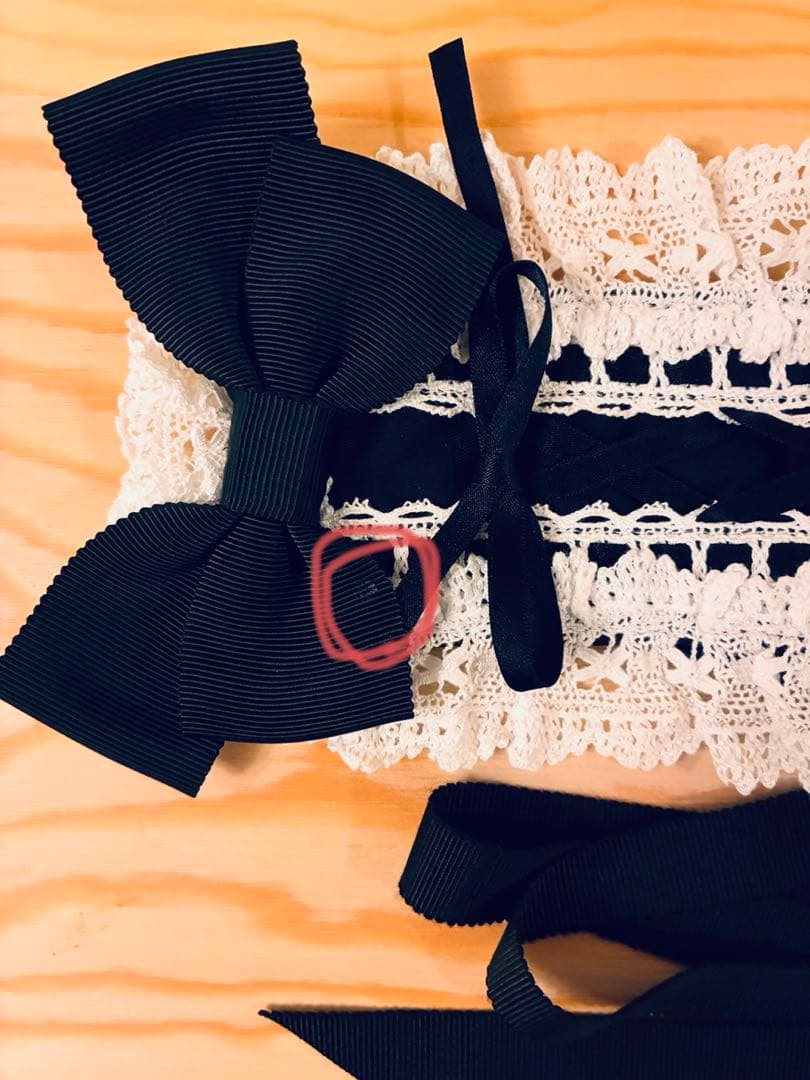 BABY はしごレースのスピンドールヘッドドレス 黒白