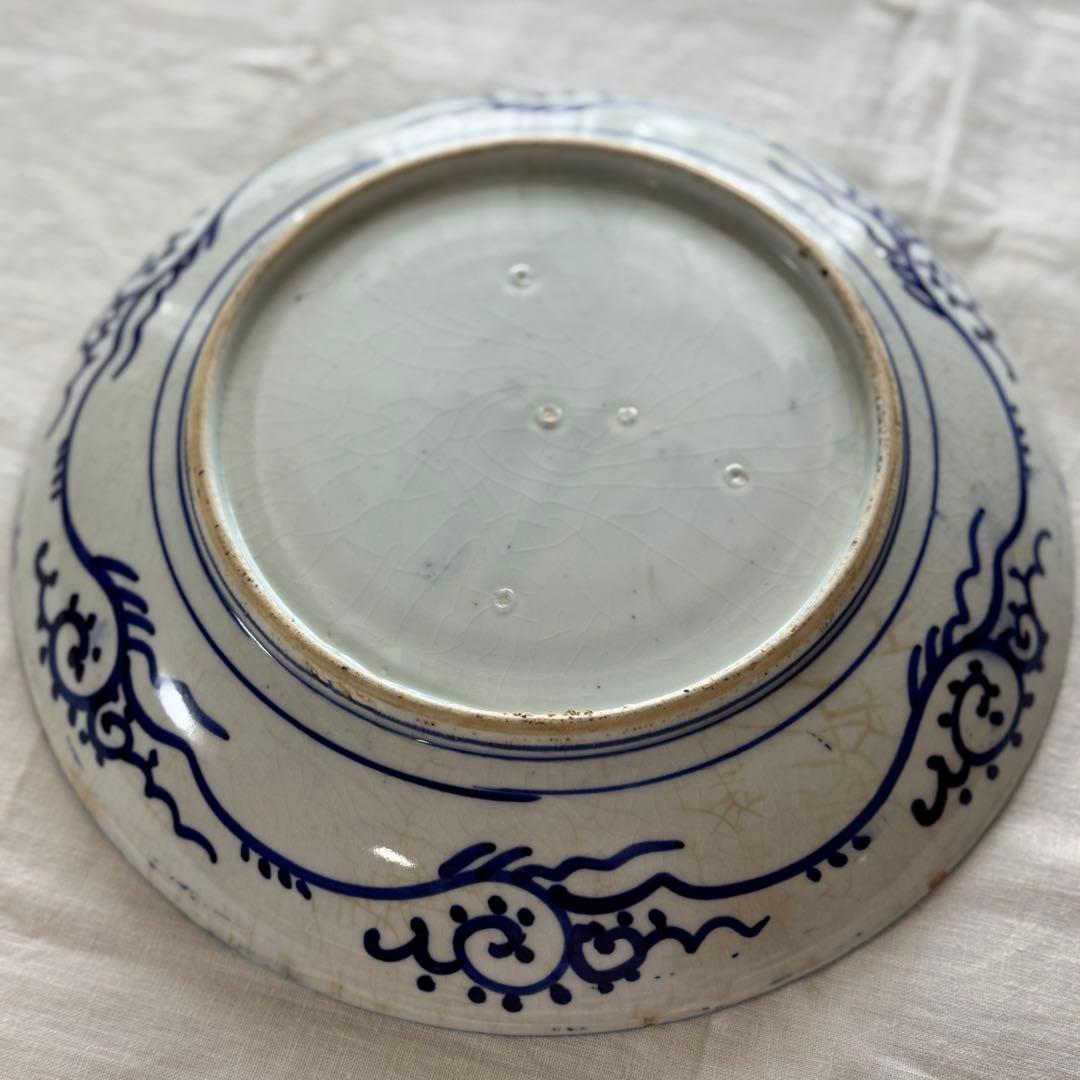 古伊万里　微塵唐草　印判手　松竹梅　大皿　29cm