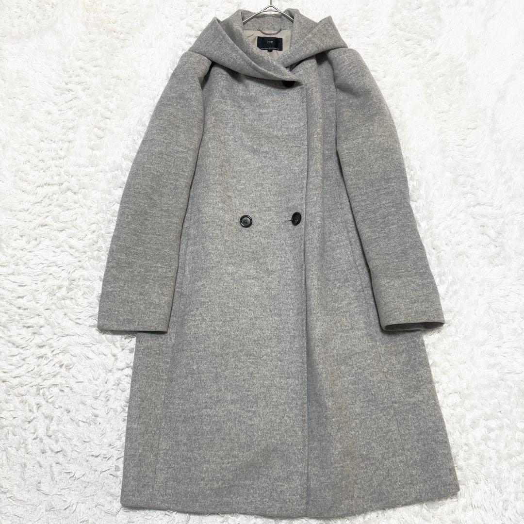 【美品】23区 ウールアンゴラビーバーフーデッド コート ロング 2way M