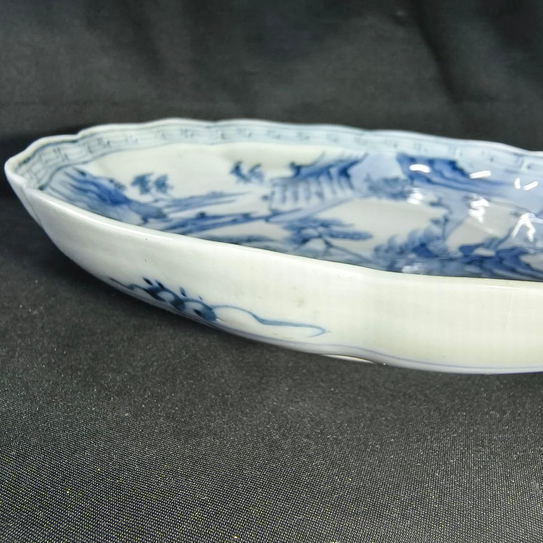 古伊万里 染付皿 25cm 手描き 在銘 作家モノ 古美術 蒐集家放出美品飾り皿