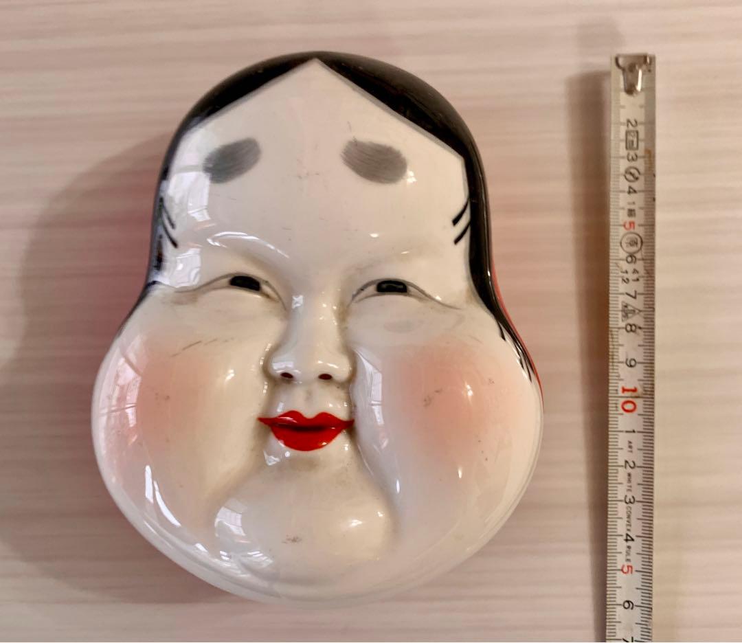 ★希少！　縁起物　日本陶器　ノリタケ　おかめの顔の小物入れ　アンティーク