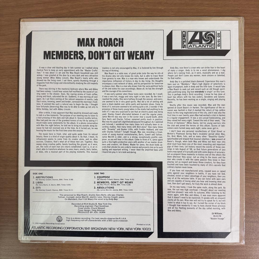 洋楽 MAX ROACH / MEMBERS,DON'T GIT WEARY.