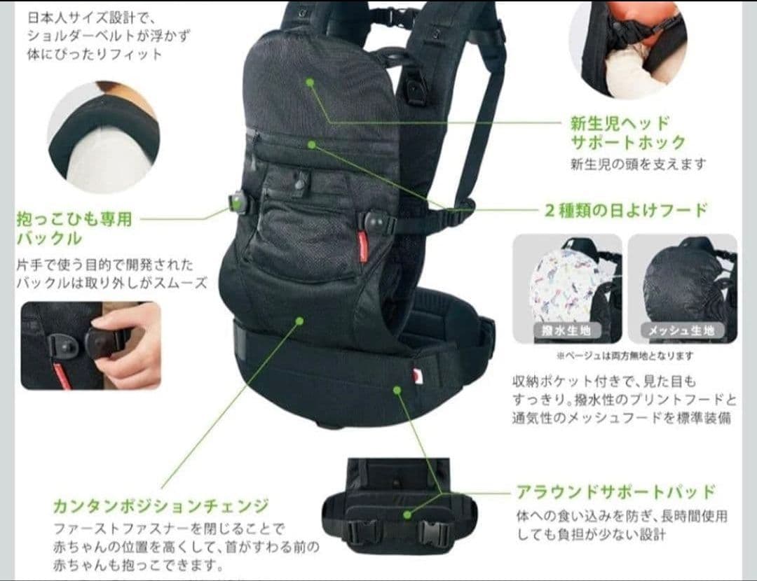 未使用近】angelette Quattro Air 3.2 抱っこひも　グレー