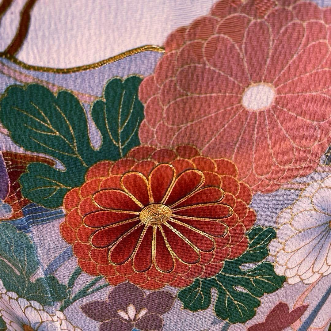 振袖フルセット　刺繍　暈し染め友禅　成人式振袖　振袖　裄丈68 ピンク