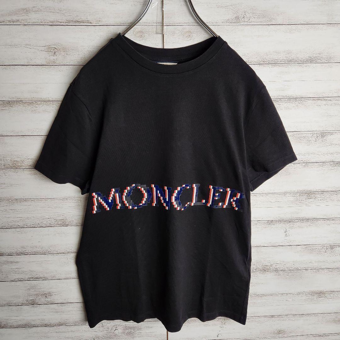 【美品】モンクレール センターロゴ 背面ロゴ Tシャツ ベロア ロゴT S