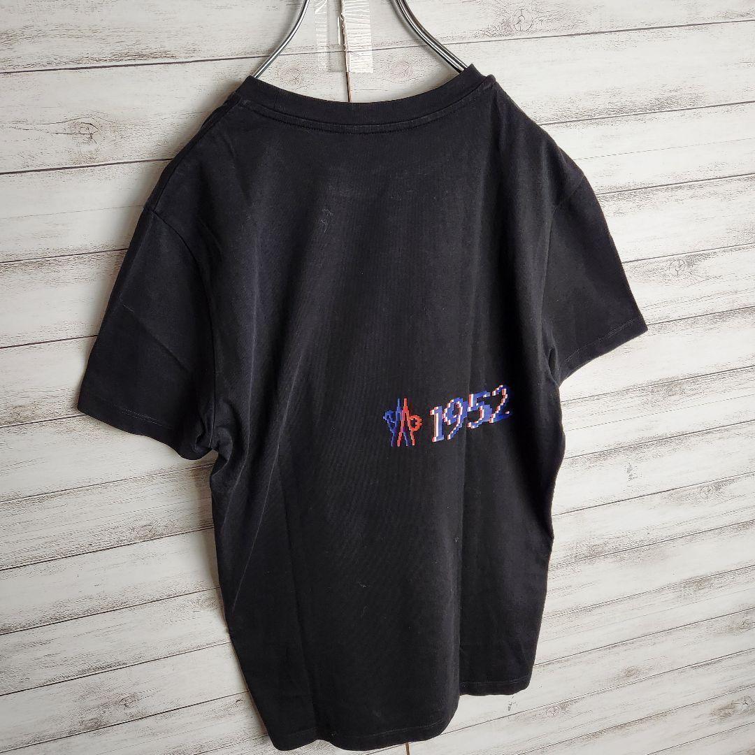 【美品】モンクレール センターロゴ 背面ロゴ Tシャツ ベロア ロゴT S