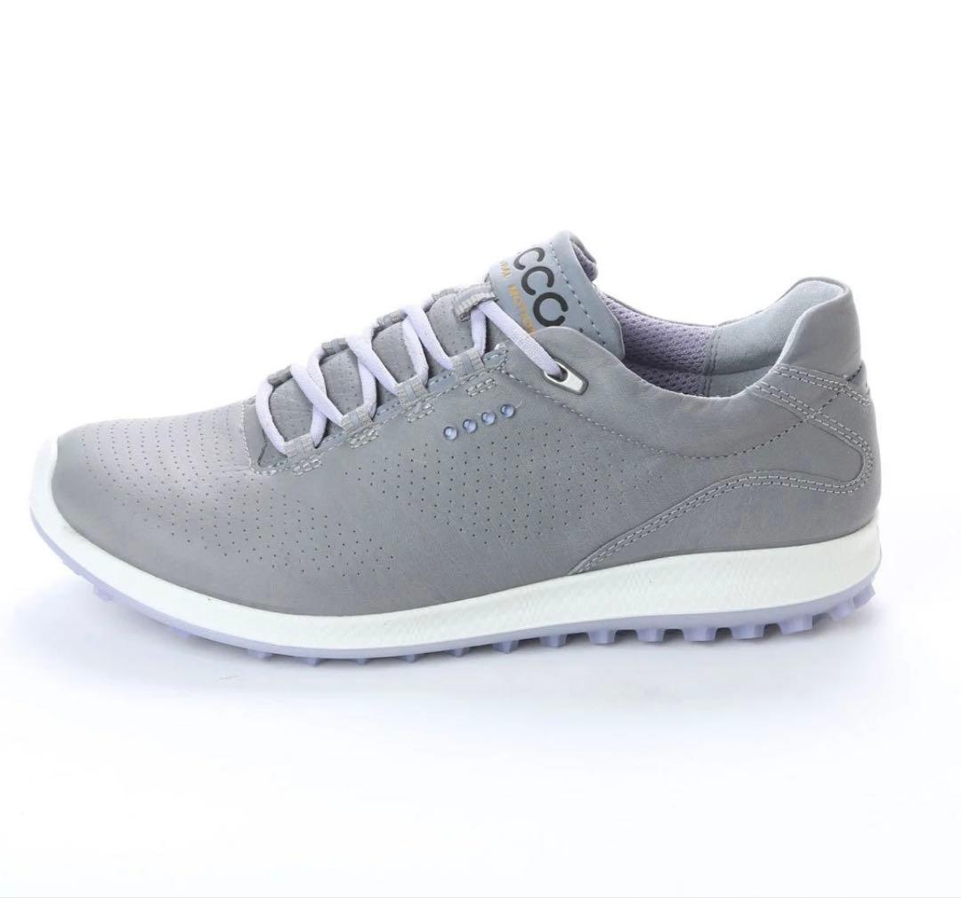 美品　ecco グレー ゴルフ　カジュアルシューズ 37 スパイクレス　エコー