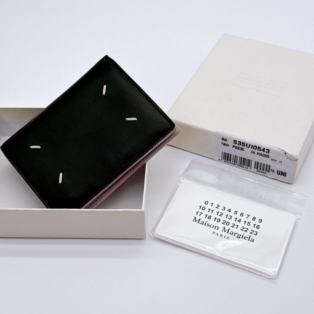 メゾンマルジェラ 4ステッチ レザー 二つ折り 財布 ウォレット 札入れ 黒