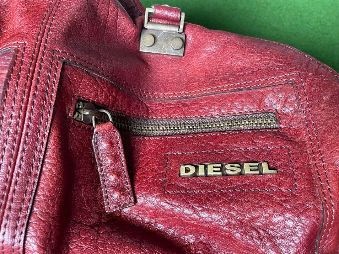 DIESEL バーガンディレザー ボストンバッグ