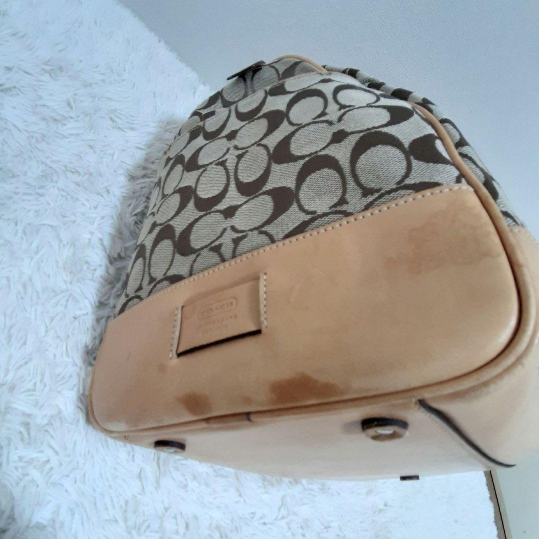COACH　コーチ　4253 ボストンバッグ　シグネチャー　ベージュ　ヌメ革