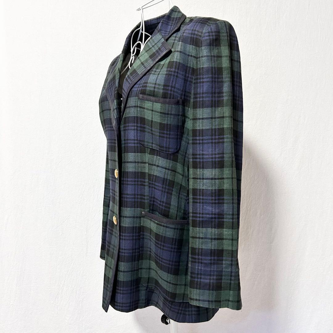 美品 バーバリー テーラードジャケット チェック柄 ジャケット 上着 春服 麻