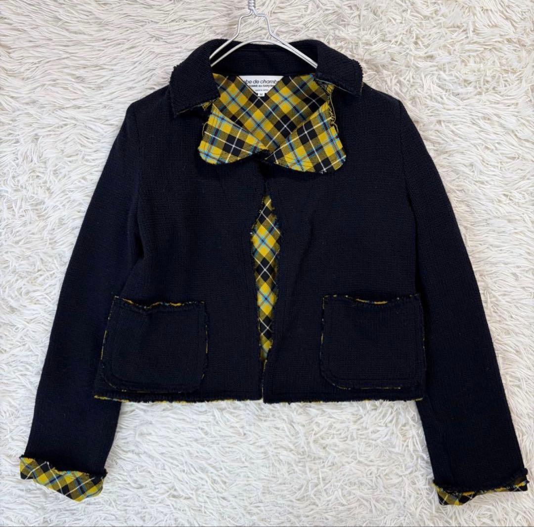 希少/極美品✨コムデギャルソン ニットジャケット カーディガン 裏地 チェック