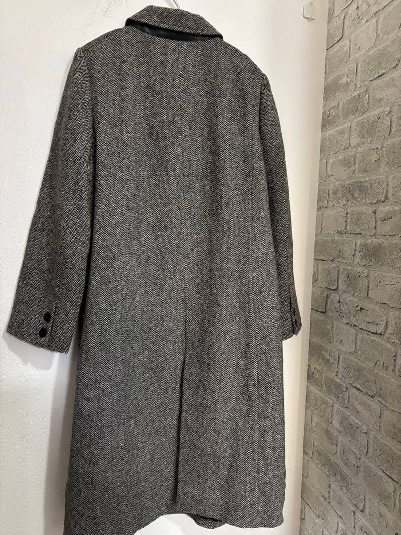 ⭐︎レリアン13+ ヘリンボーンウールロングコート大きいサイズ黒