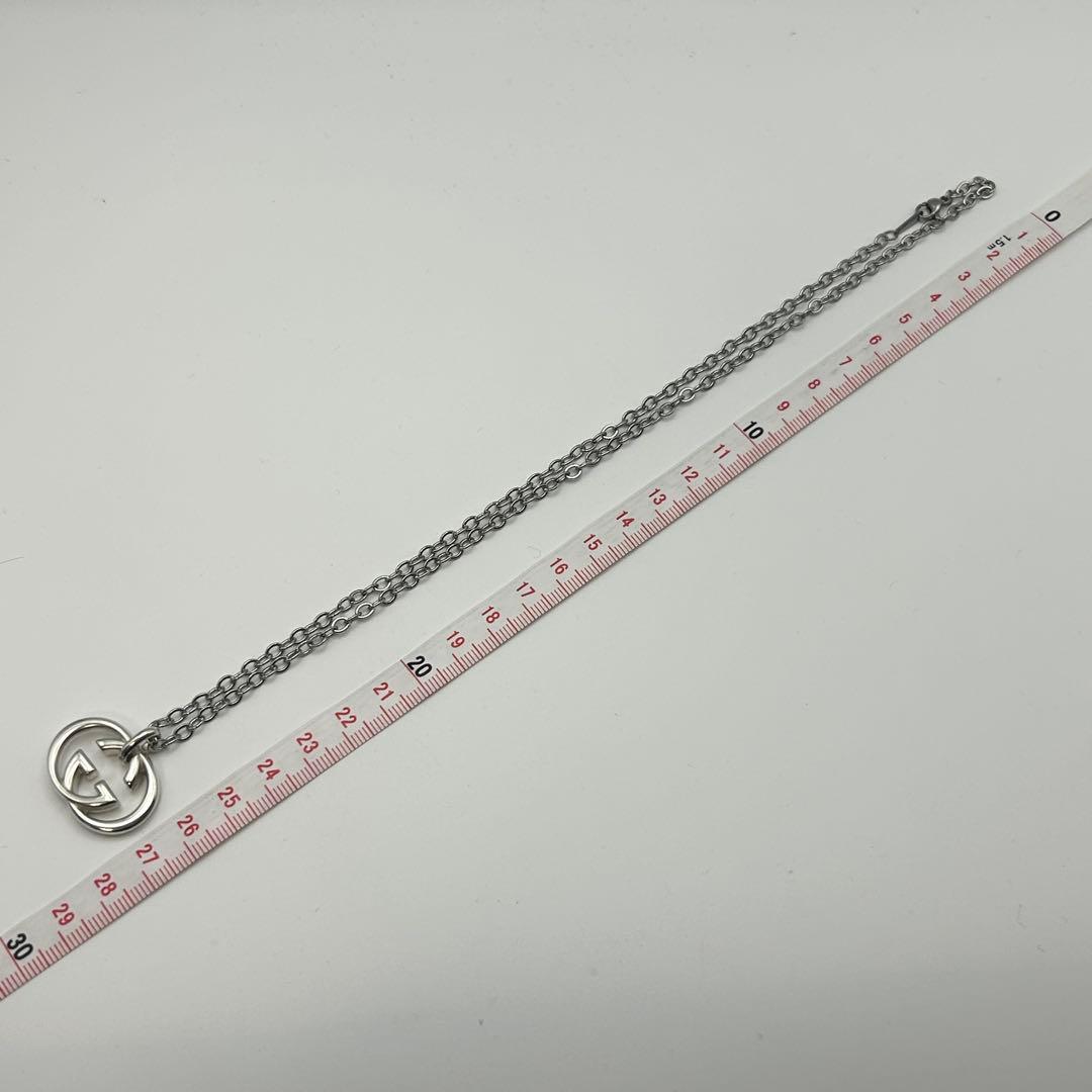 美品　グッチ　インターロッキングG ネックレス　シルバー　チェーン社外品