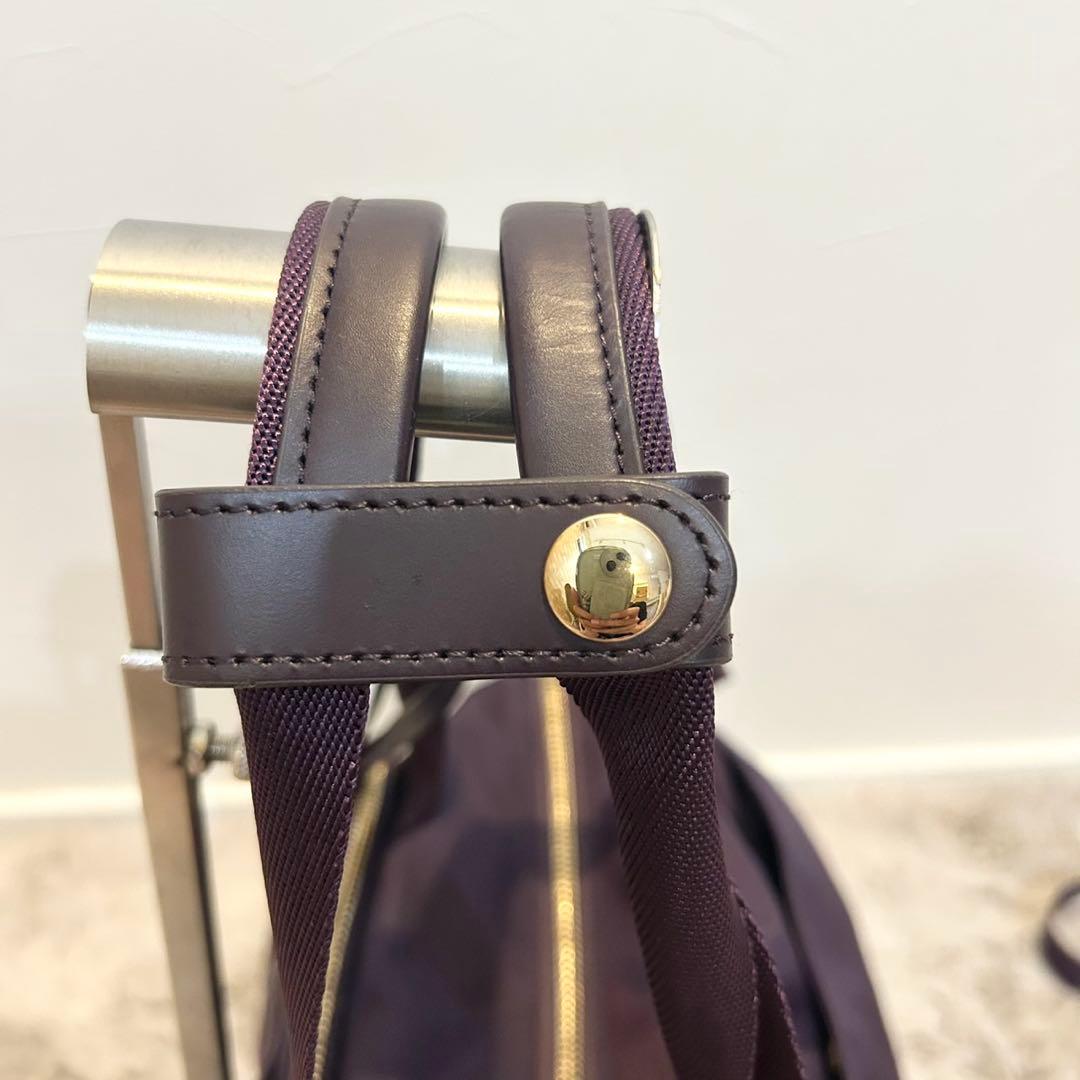 美品 agnes b. 2Way ボストンバッグ 南京錠 チャーム 紫 パープル