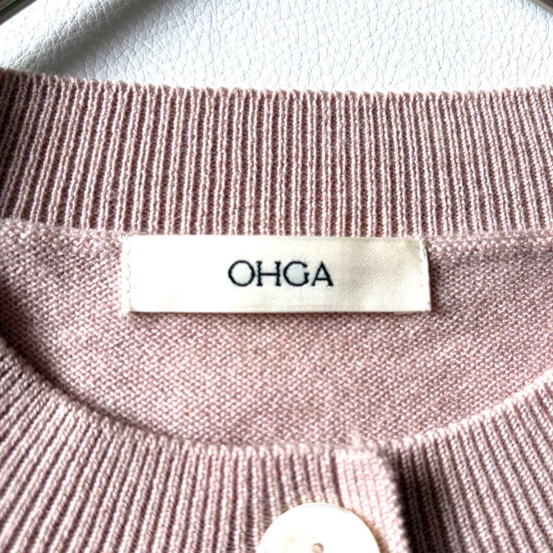 極美品✨OHGA オーガ　FRILL KNIT　フリルニットカーディガン　ピンク