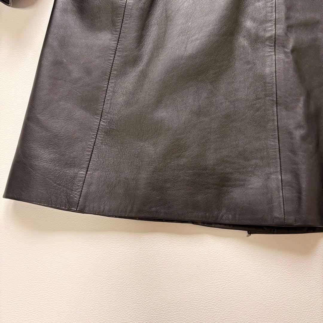 49AV. ジュンコシマダ 羊革 レザーコート ラウンドカラー 40 ブラック