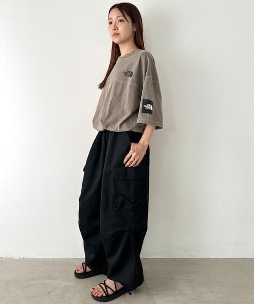 韓国限定☆ THE NORTH FACE ロゴ ステッチ Tシャツ ブラウン M