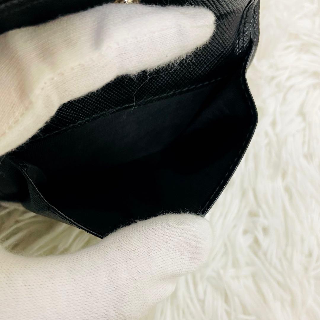極美✨ 付属完備✨PRADA 二つ折りコンパクト レザー 黒 1MV204
