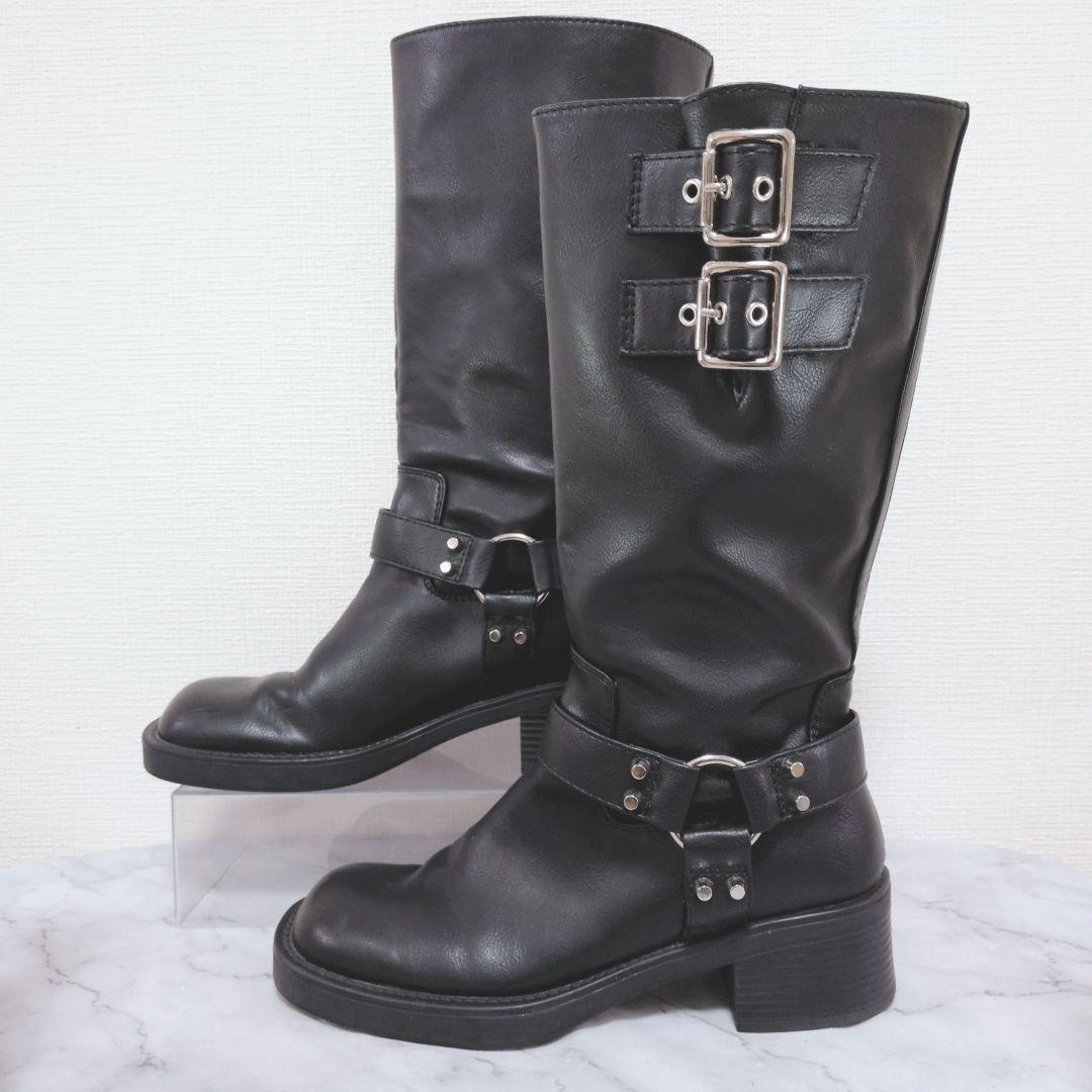 【美品】LILY BROWN バイカーブーツ 23.5cm ブラック Y2K