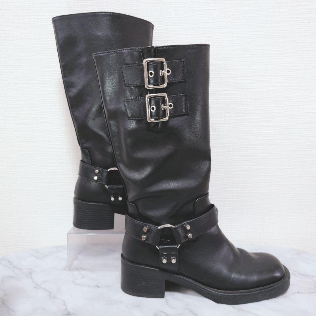【美品】LILY BROWN バイカーブーツ 23.5cm ブラック Y2K