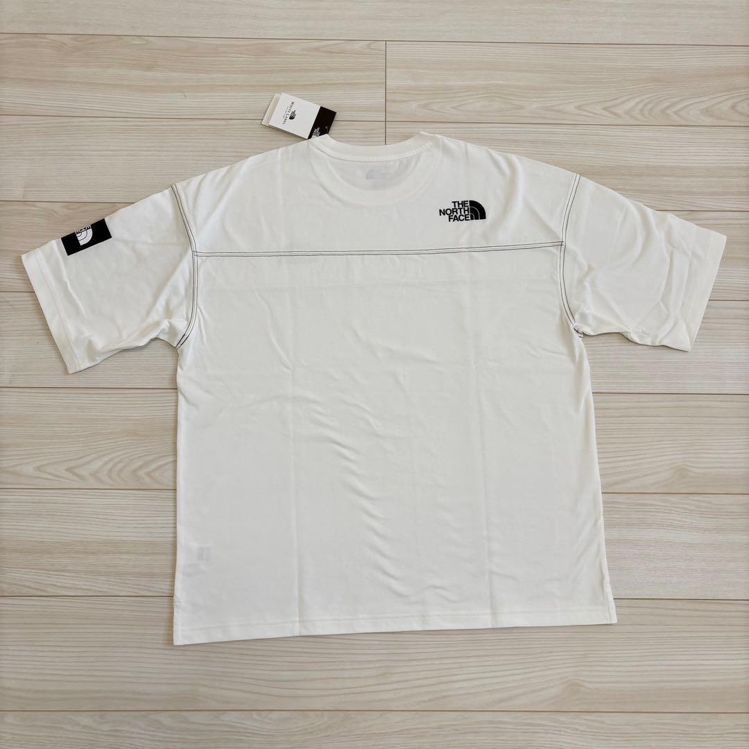 【韓国限定】男女兼用 ノースフェイス ロゴ ステッチ Tシャツ ホワイト　XL