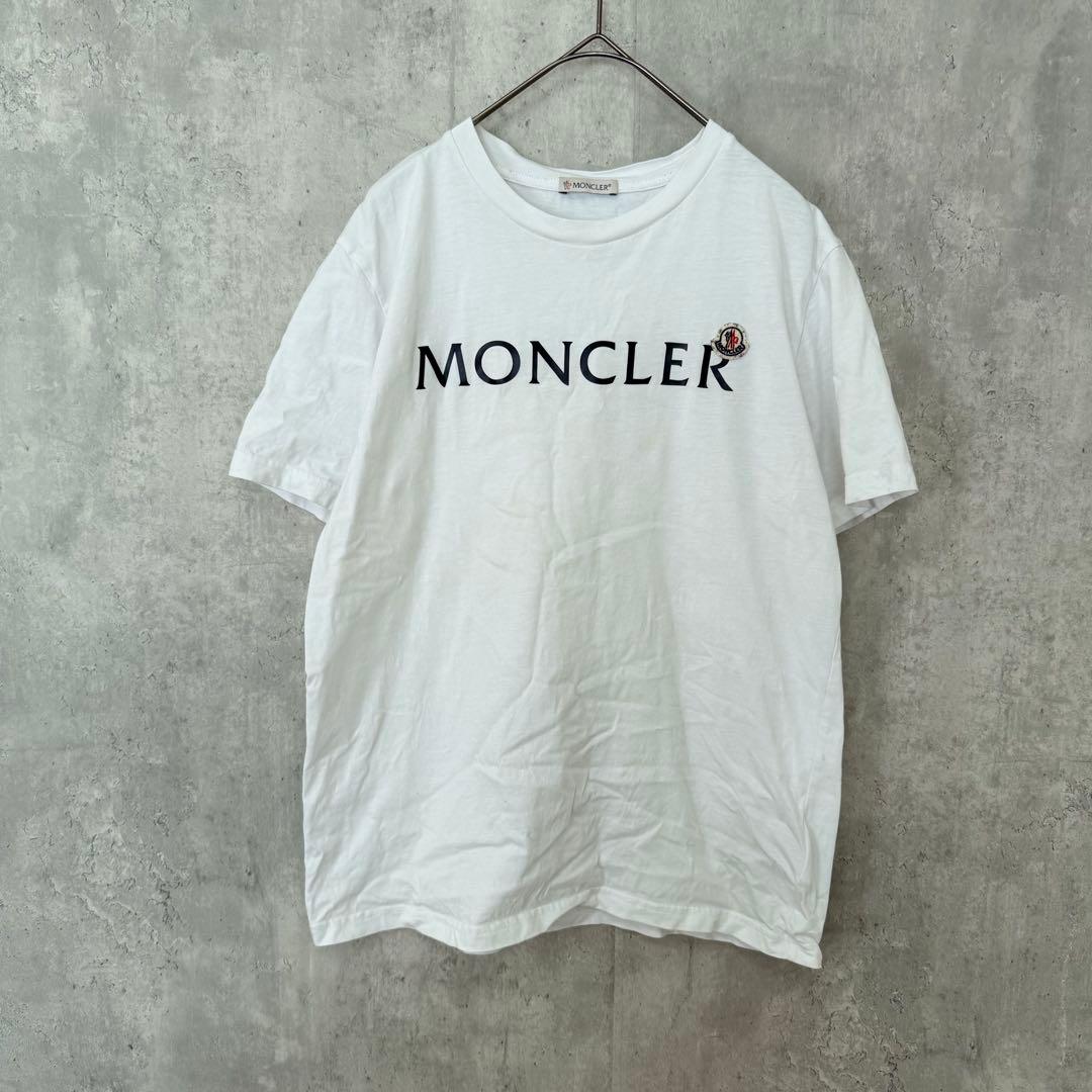 # MONCLER モンクレール　ロゴ入り ホワイト 半袖Tシャツ　トップス