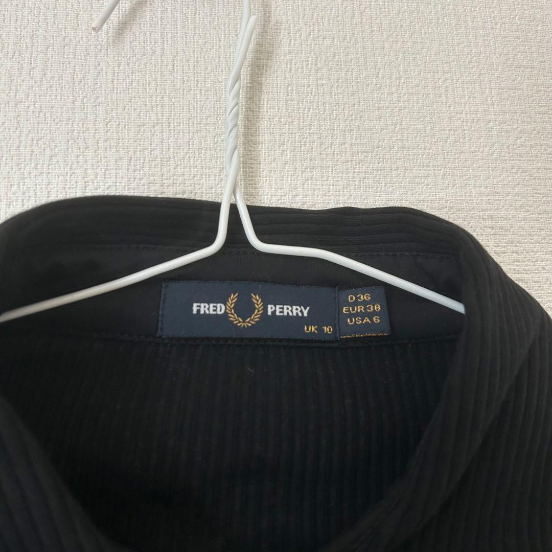 【美品】FRED PERRY リブロングスリーブポロシャツ　ブラック
