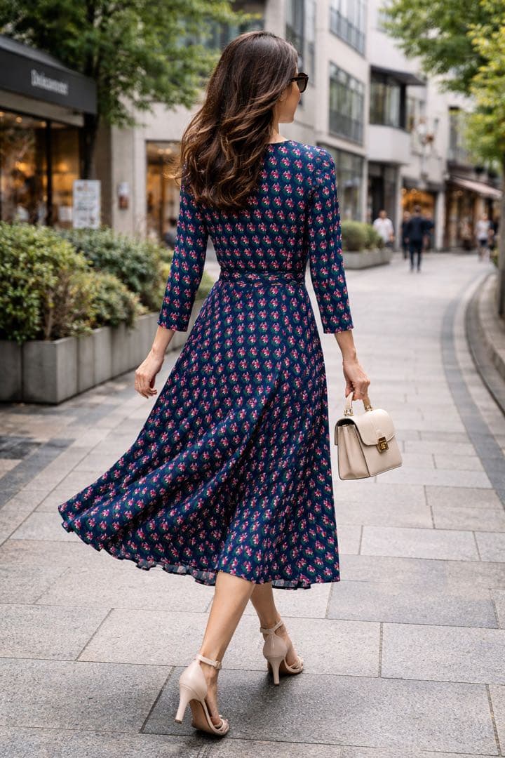 DVF●極美品●シルク100% 総花柄カシュクールIRINAラップワンピース M
