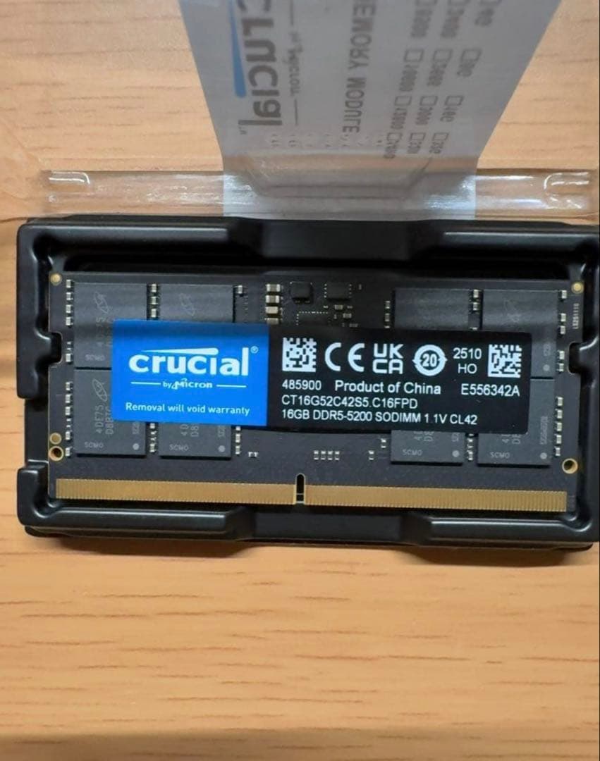 メモリー Crucial 16GB DDR5 5200MHz SO-DIMM