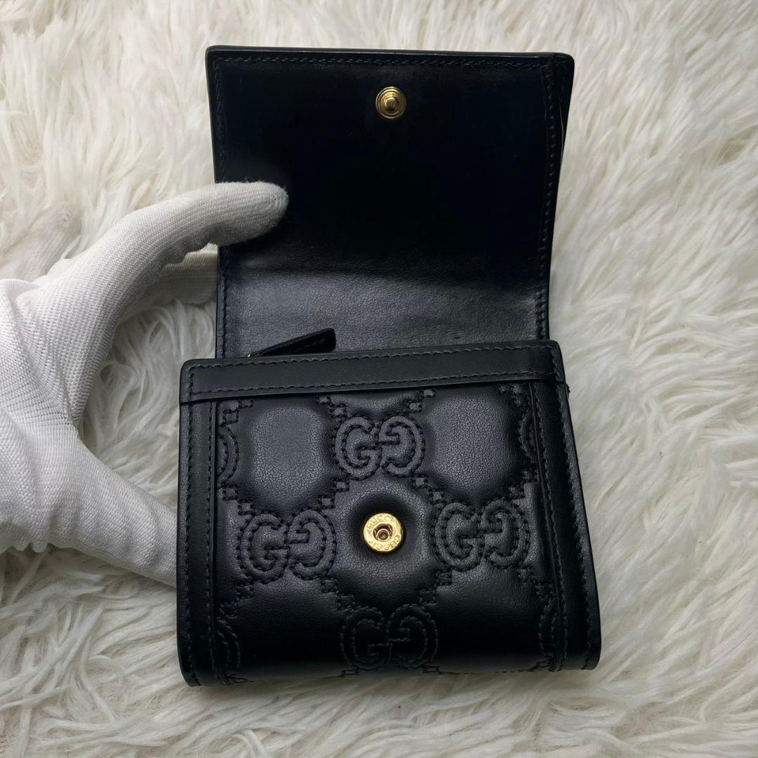 極美品✨GUCCI 二つ折り財布 GG マーモント マトラッセ 黒