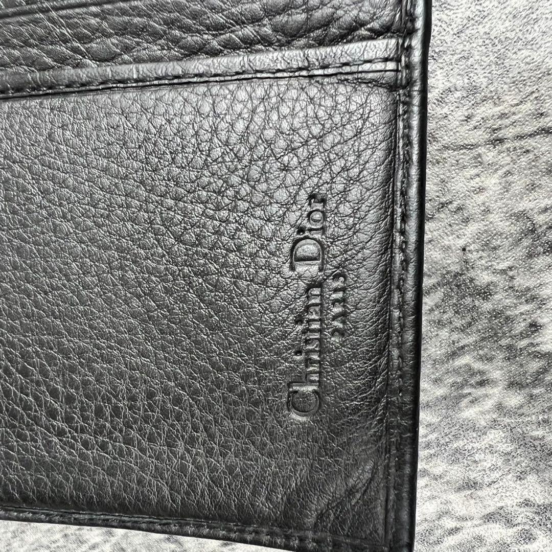 DIOR レザー トロッター 二つ折り財布 ブラック