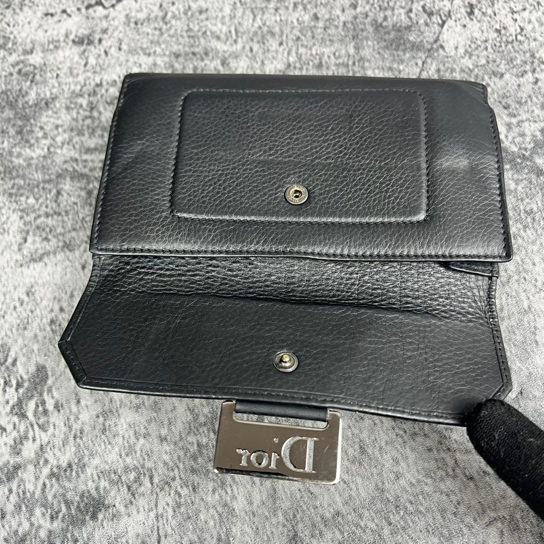 DIOR レザー トロッター 二つ折り財布 ブラック