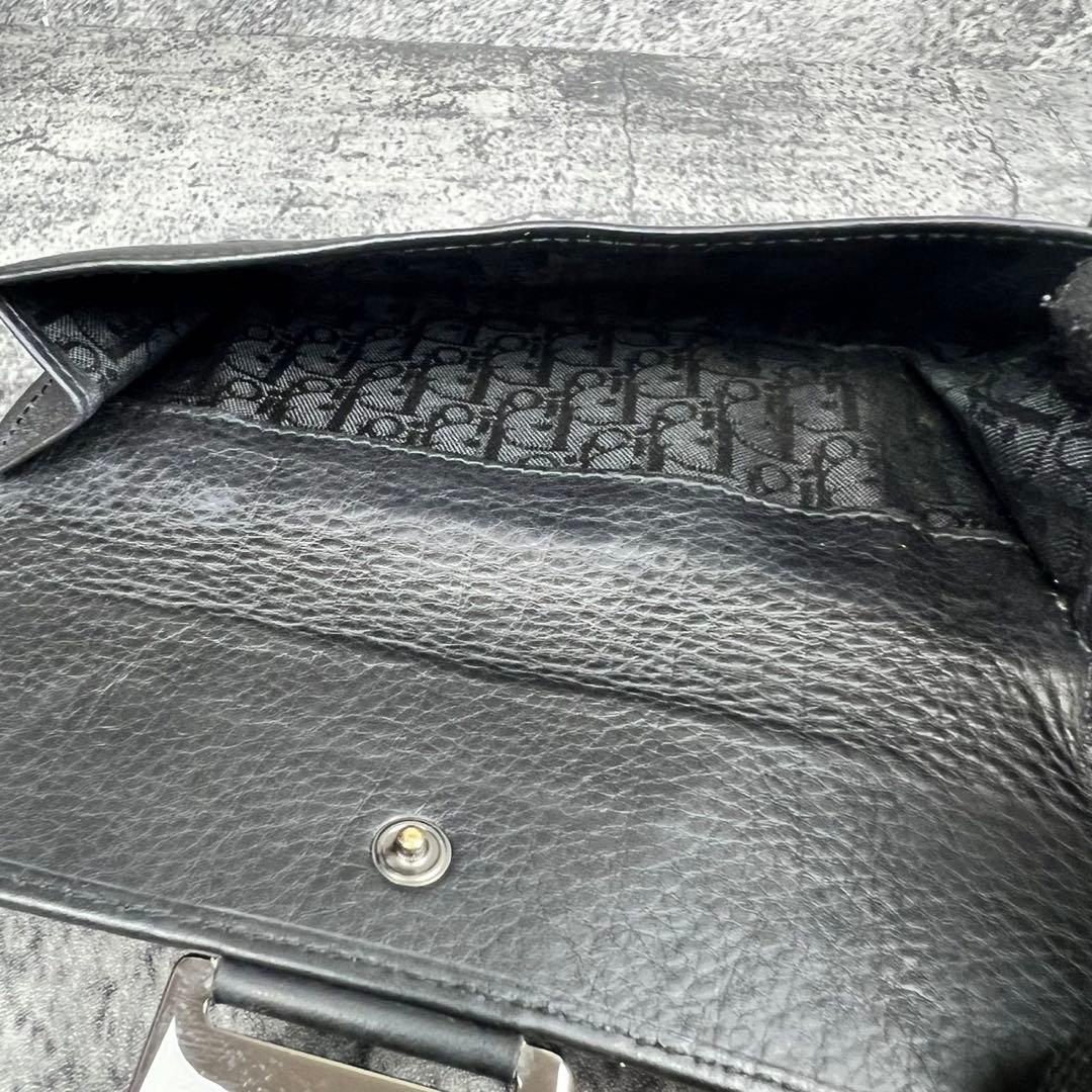 DIOR レザー トロッター 二つ折り財布 ブラック
