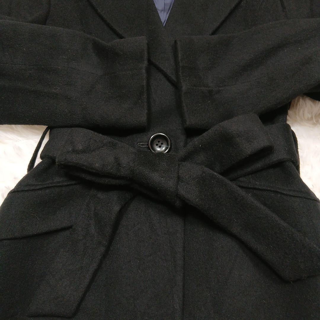 極美品　アンタイトル　ロングチェスターコートベルト付　ウール　黒　4(LL相当)