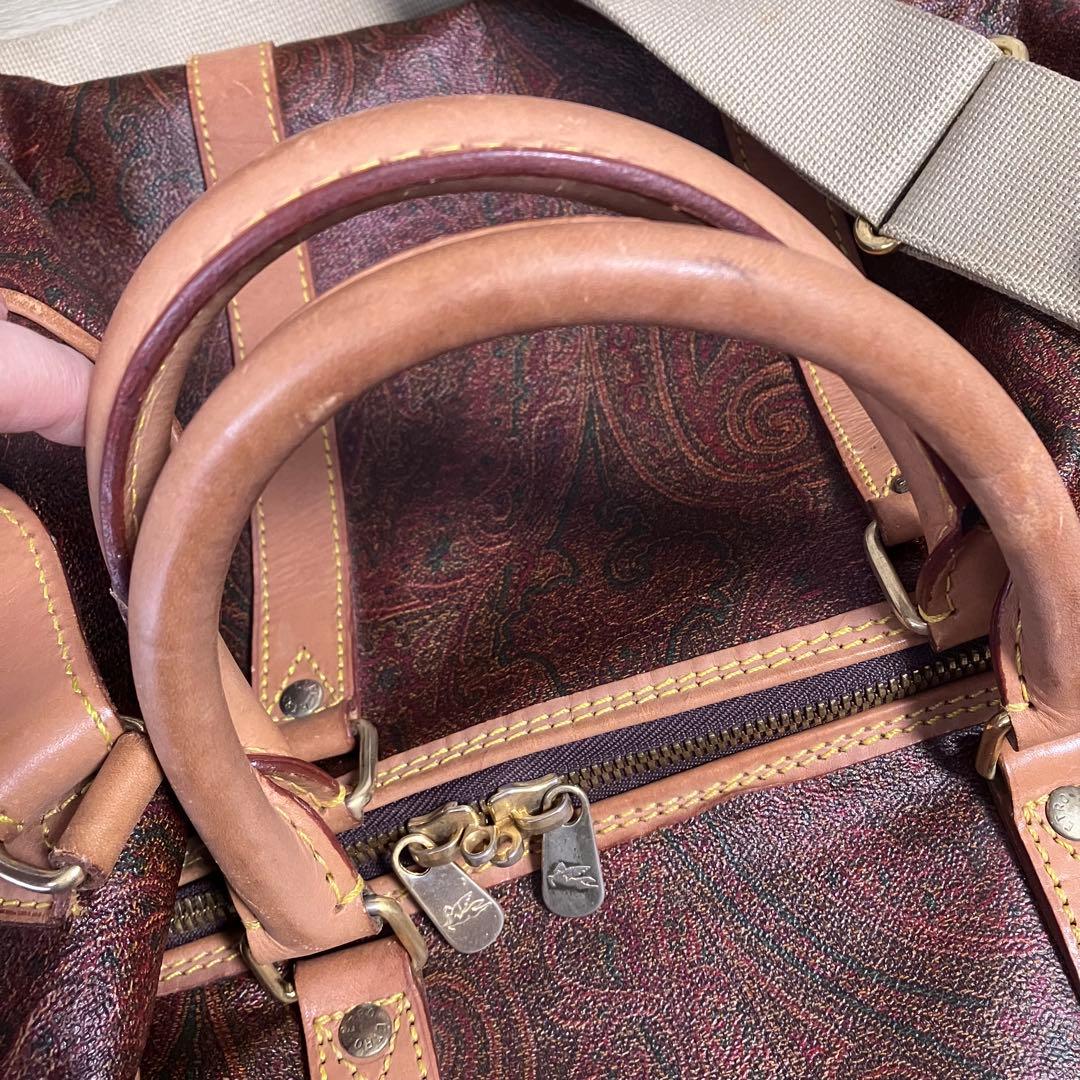 ETRO エトロ ボストンバッグ ブラウン 大容量 旅行 ペイズリー ショルダー