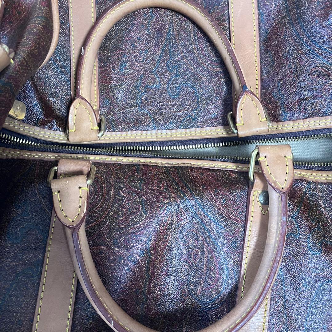 ETRO エトロ ボストンバッグ ブラウン 大容量 旅行 ペイズリー ショルダー