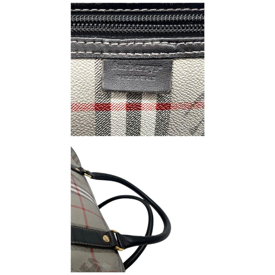 バーバリー　ボストンバッグ　グレー　ノバチェック　ホースロゴ　2way　X