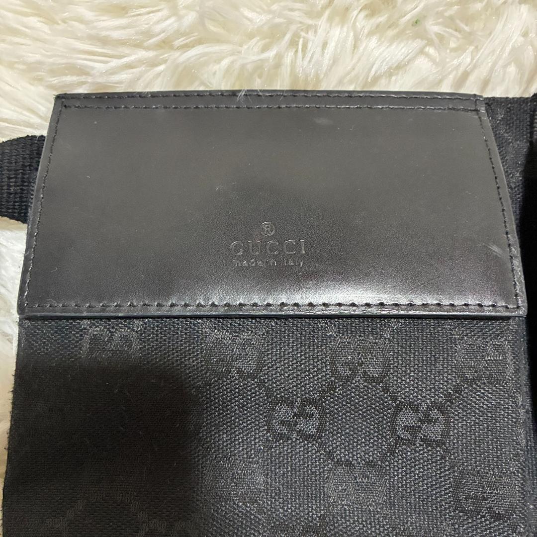 GUCCI ウエストポーチ ボディバッグ GG柄 キャンバス ブラック