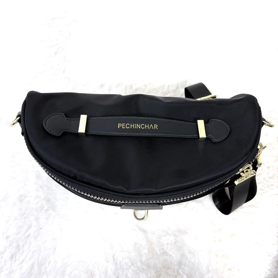 【美品】PECHINCHAR ペシンシャ メタルファスナー ショルダーバッグ 黒
