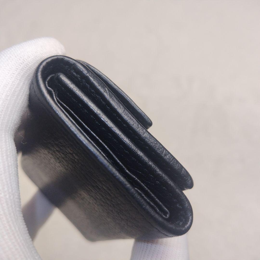 ✨美品✨GUCCI　GGマーモント 三つ折財布 シボ革 黒　23277・2184