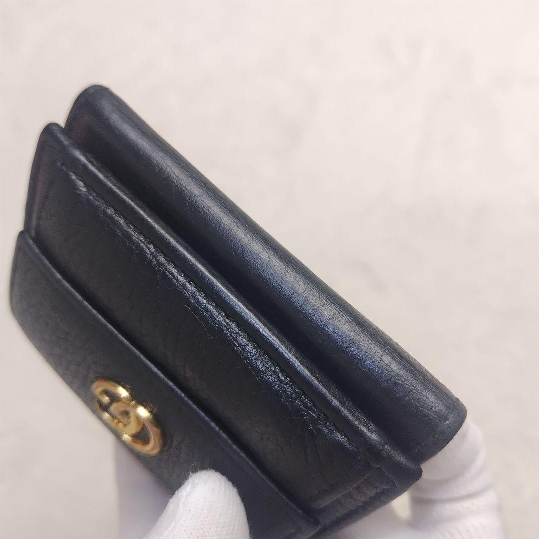 ✨美品✨GUCCI　GGマーモント 三つ折財布 シボ革 黒　23277・2184