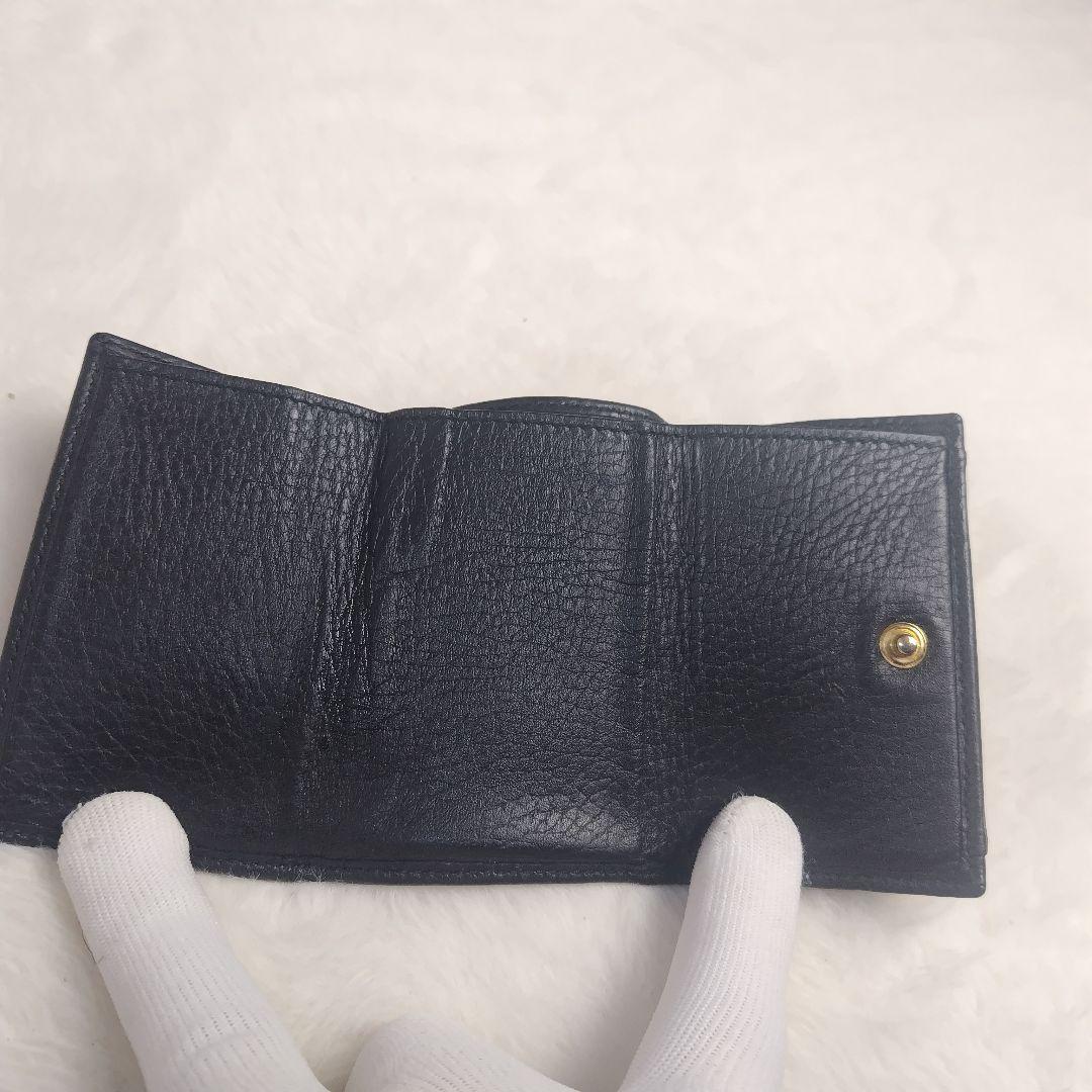 ✨美品✨GUCCI　GGマーモント 三つ折財布 シボ革 黒　23277・2184