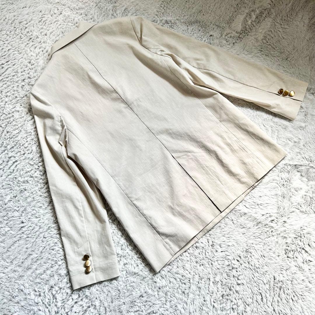 Noble 麻ストレッチピークドラペルダブルジャケット