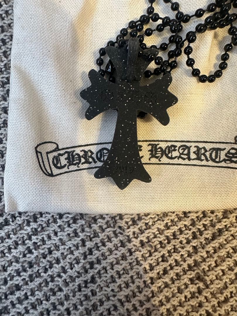 CHROME HEARTS クロス　ラバーネックレス　ブラック　ラメ
