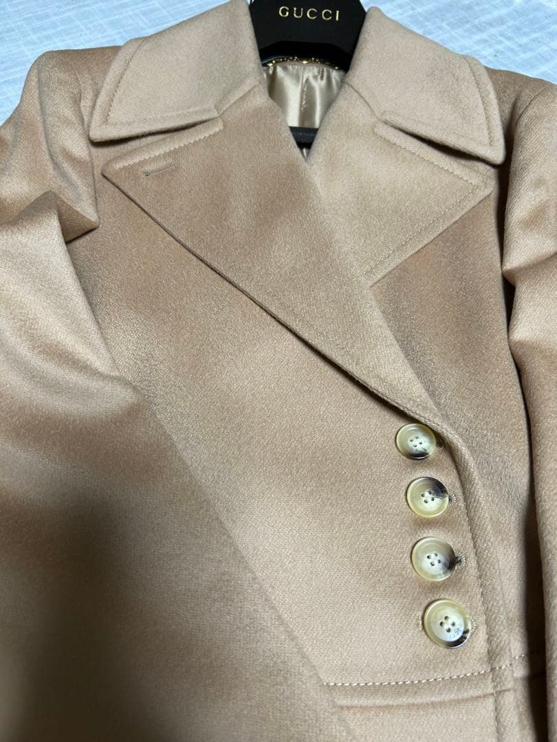 GUCCI ベージュ ダブルブレスト ロングコート　サイズ　40