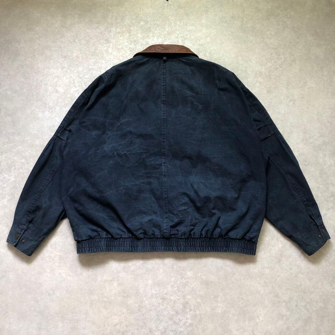 超希少XXL 90s 企業刺繍 ダックジャケット 襟レザー ナスコン